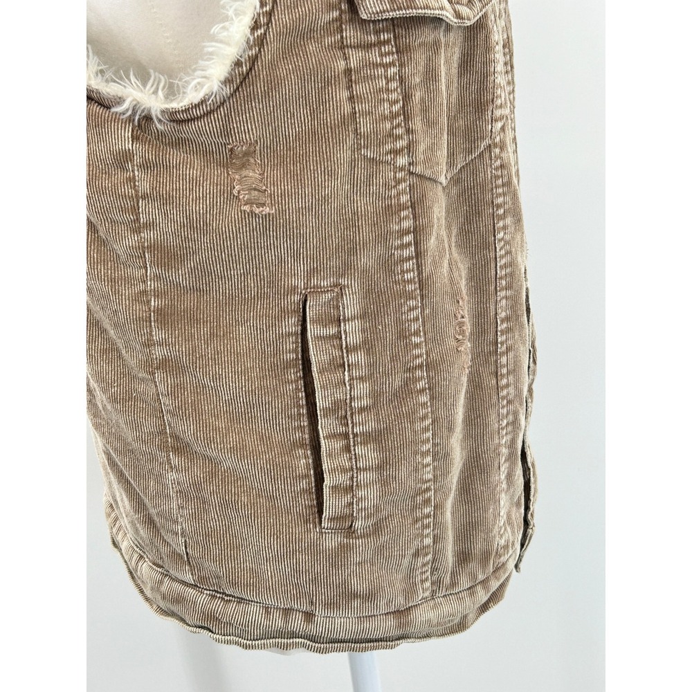 BKE Sherpa Lined Corduroy Vest Brown Distressed Western Cozy M - Picture 7 of 16